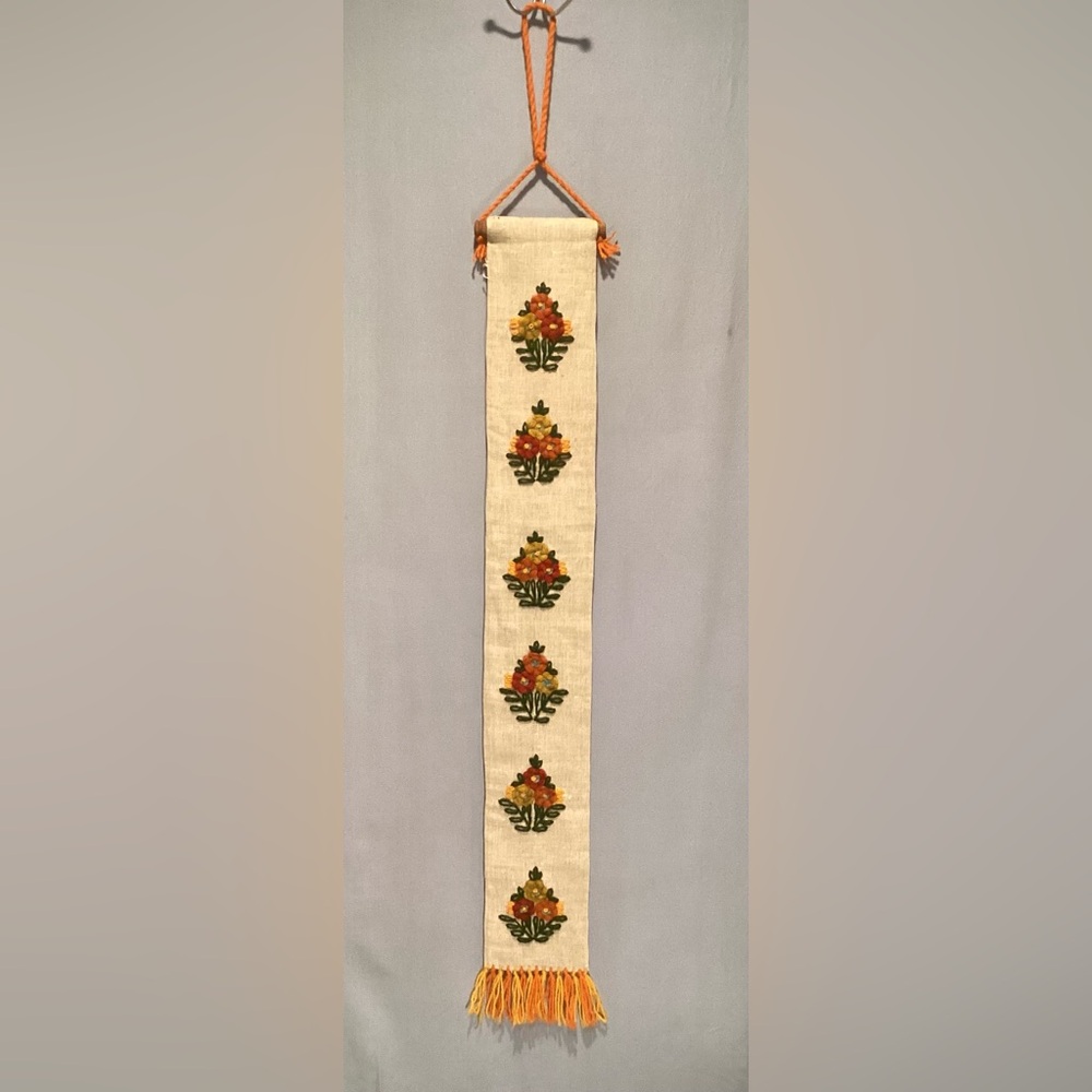 Vintage Kilim Floral Embroidered Wall Hanging